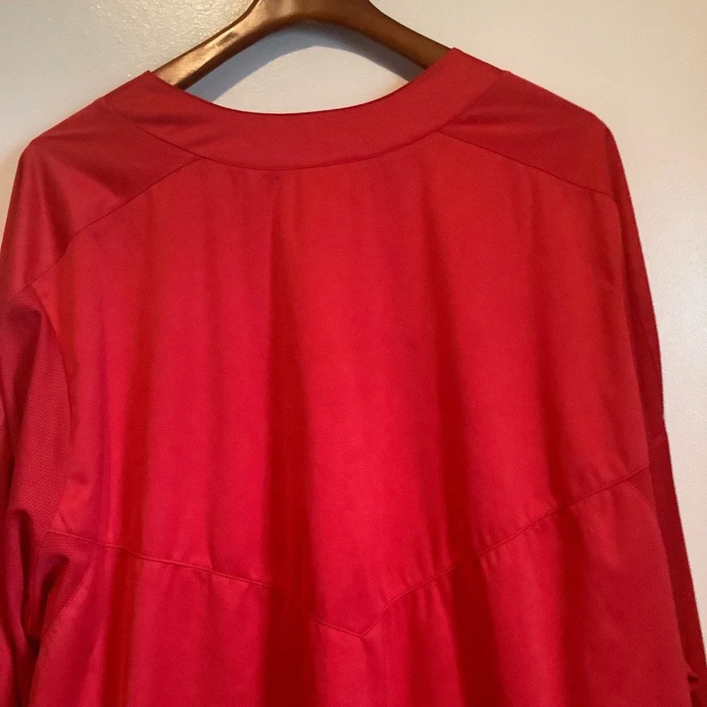 Nike Men Red Long Sleeve V-Neck Training Fall Pullover Jacket 3XL Zipper Pockets